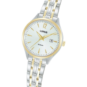lorus quartz ladies two tone white dial bracelet watch