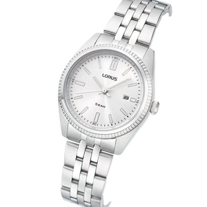 lorus quartz ladies stainless steel white dial bracelet watch