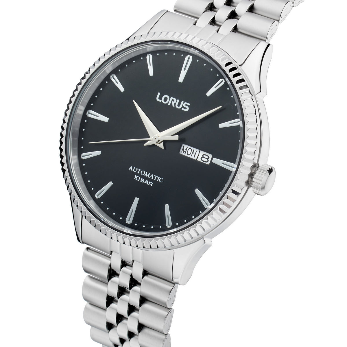 lorus automatic gents stainless steel black dial bracelet watch - Moores  Jewellers | Automatikuhren