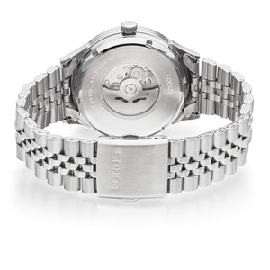 lorus automatic gents stainless steel black dial bracelet watch