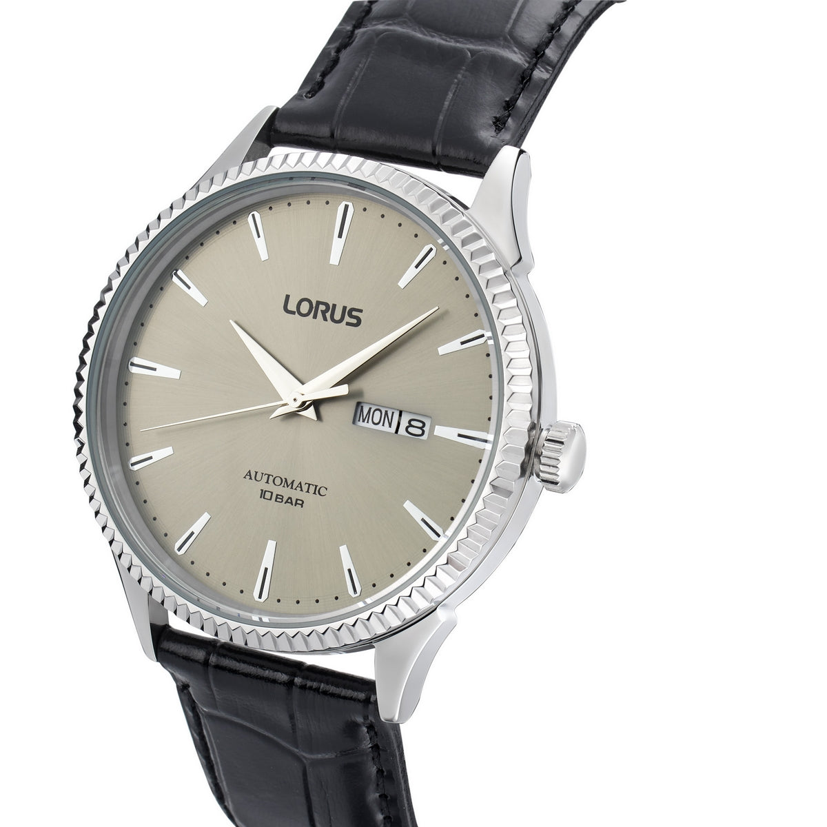 gents Moores stap - watch dial Jewellers lorus grey steel automatic stainless