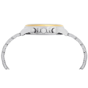 lorus chronograph gents two tone stainless steel white dial brcelet watch