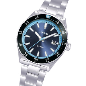 lorus quartz gents stainless steel blue dial bracelet watch