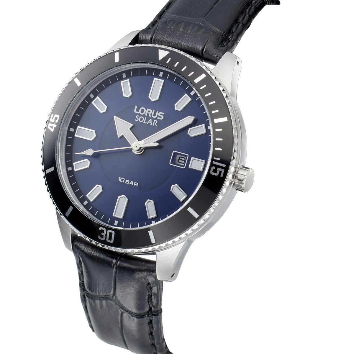 lorus solar stainless steel blue dia strap watch - Moores Jewellers