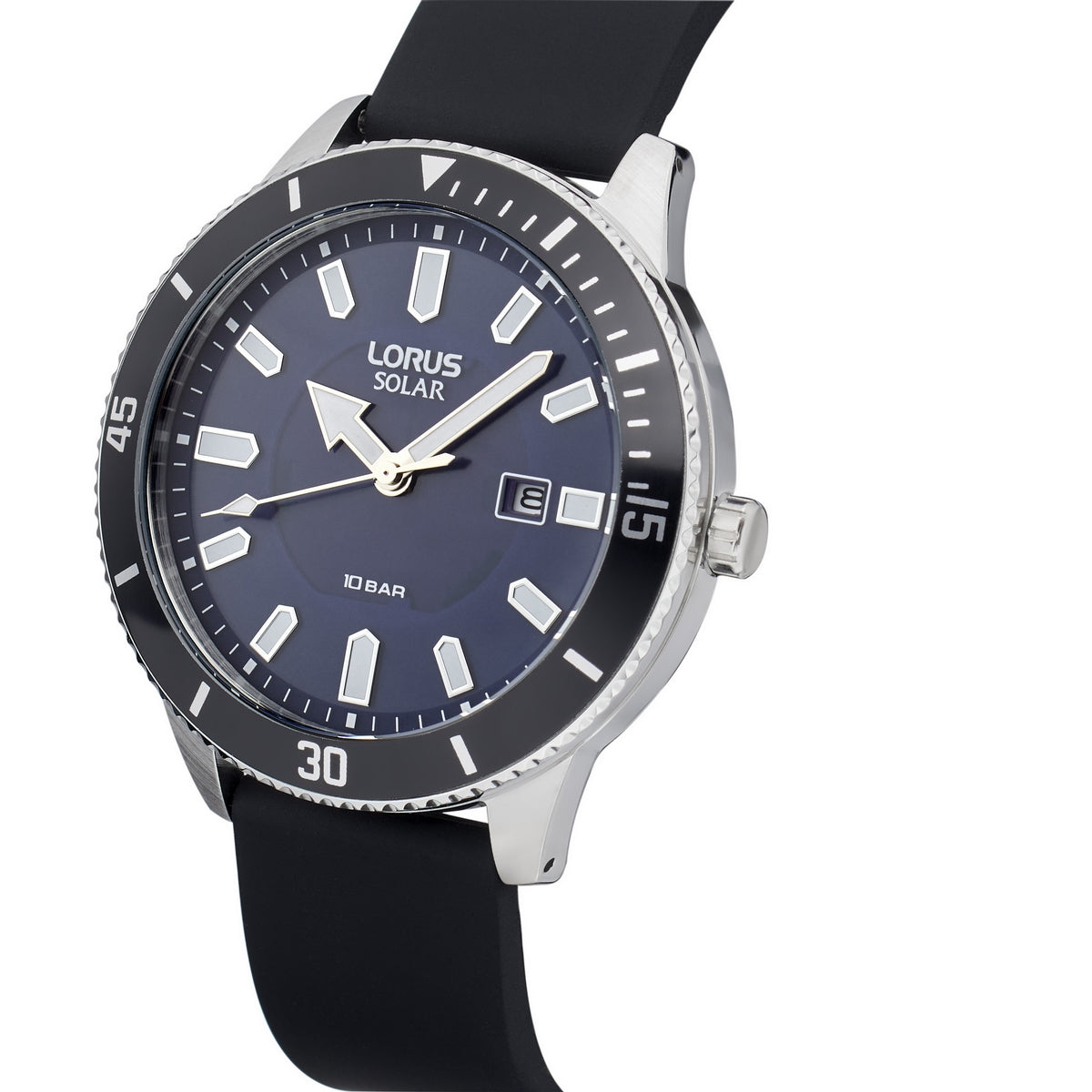 lorus solar stainless steel blue dia strap watch - Moores Jewellers