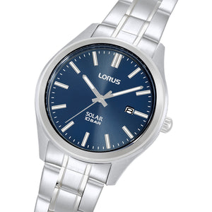 lorus solar gents stainless steel blue dial bracelet watch