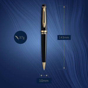 waterman - expert- ballpoint pen black with gold trim, medium