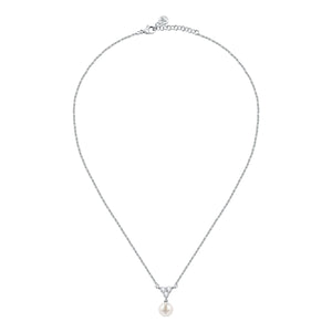 perla pend with cz+8mm pearl 925 38+4cm