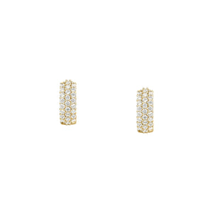 tesori huggie earrings 925 silver white cz with 18k gold plating