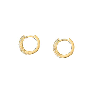 tesori huggie earrings 925 silver white cz with 18k gold plating