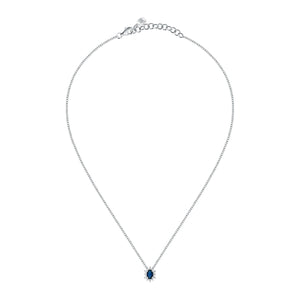 tesori pendant 925 silver white with sapphire central cz 38+4cm