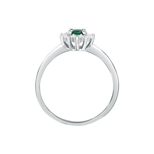 tesori ring 925 silver white with emerald center cz 140n+