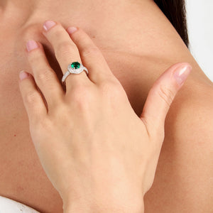 morellato silver tesori ring 925 rh cz green+white sz12