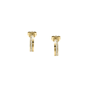 morellato 18k gold plated creole earrings +ip gold w/crystal