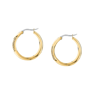 morellato 18k gold plated design earring hoop stainless steel yg crystal �2.5cm