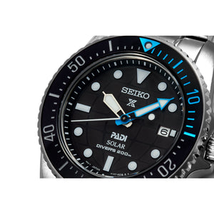 seiko prospex solar padi edition black  dial 38.5mm, 200m silicon strap  watch