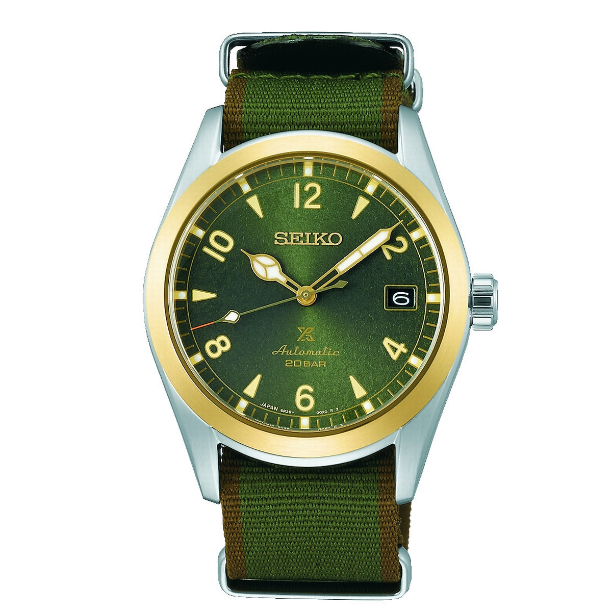 seiko prospex alpinist green dial 200 metre green nylon nato strap