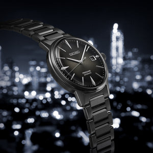 seiko presage cocktail time: �the black velvet� black ion plated watch