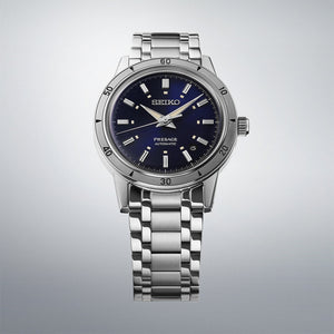 seiko presage style 60's navy dial bracelet watch