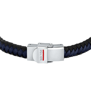 sector bandy bracelet with black leather and blue nylon 21cm