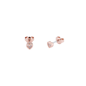 neena: nano heart rose gold stud earring