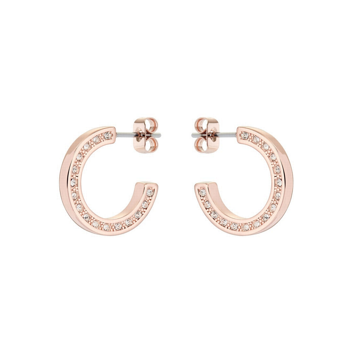ted baker crystal hoop rose gold earrings - Moores Jewellers