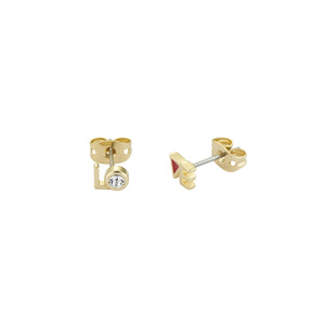 ted baker liinah lo-ve stud earring gold tone, red, clear crystal