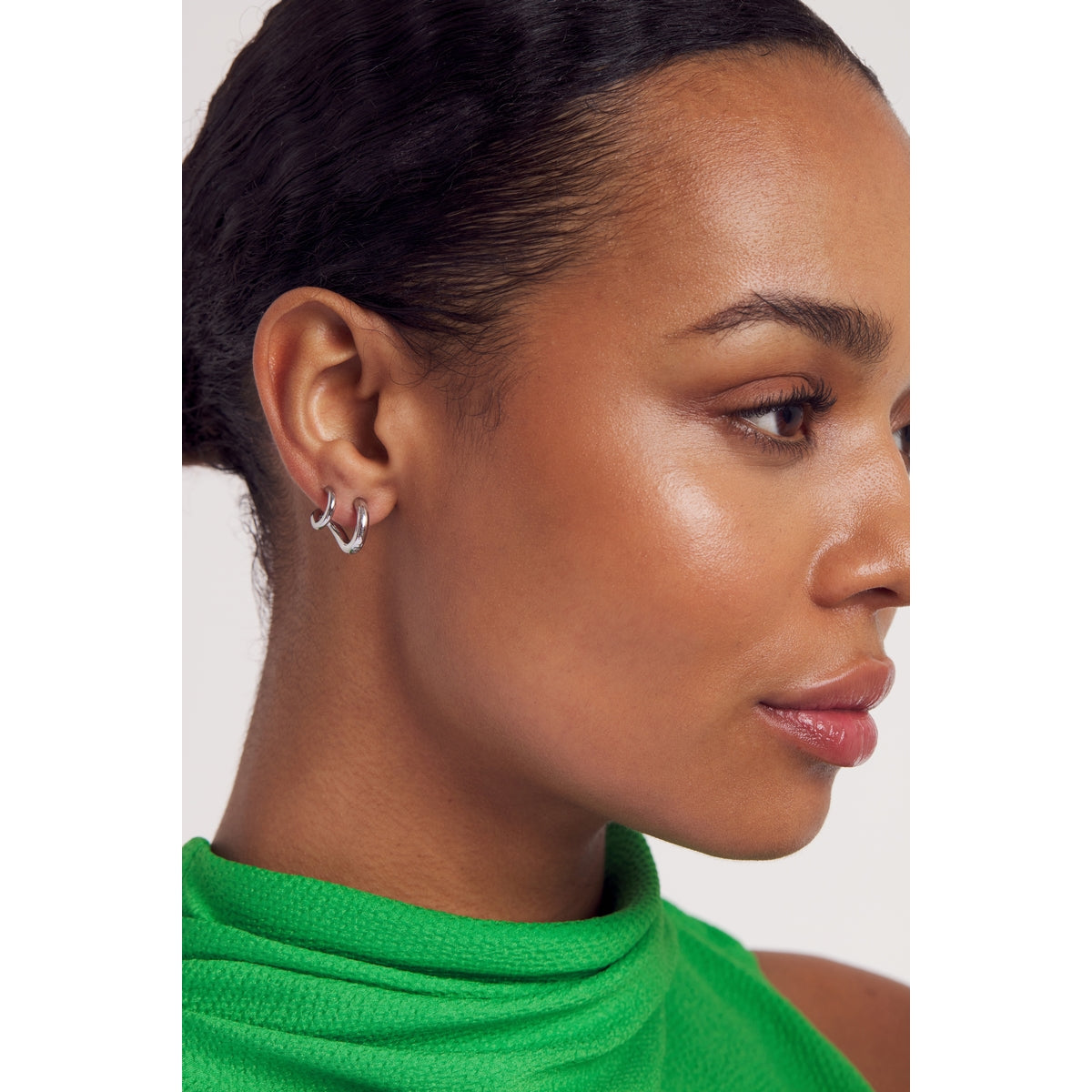 ted baker hennriy double hoop silver tone earring Moores Jewellers