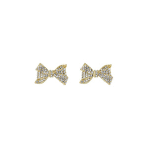 ted baker barseta: crystal bow stud earrings gold tone, clear crystal