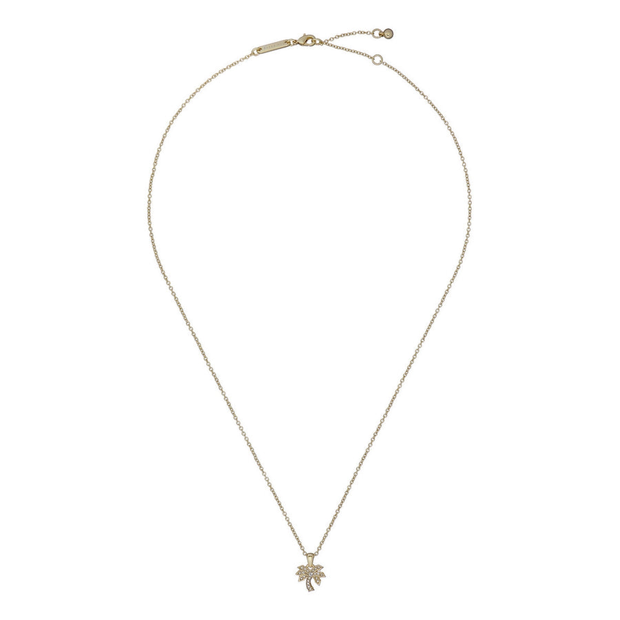 ted baker palmele: crystal palm tree pendant necklace gold tone, clear crystal
