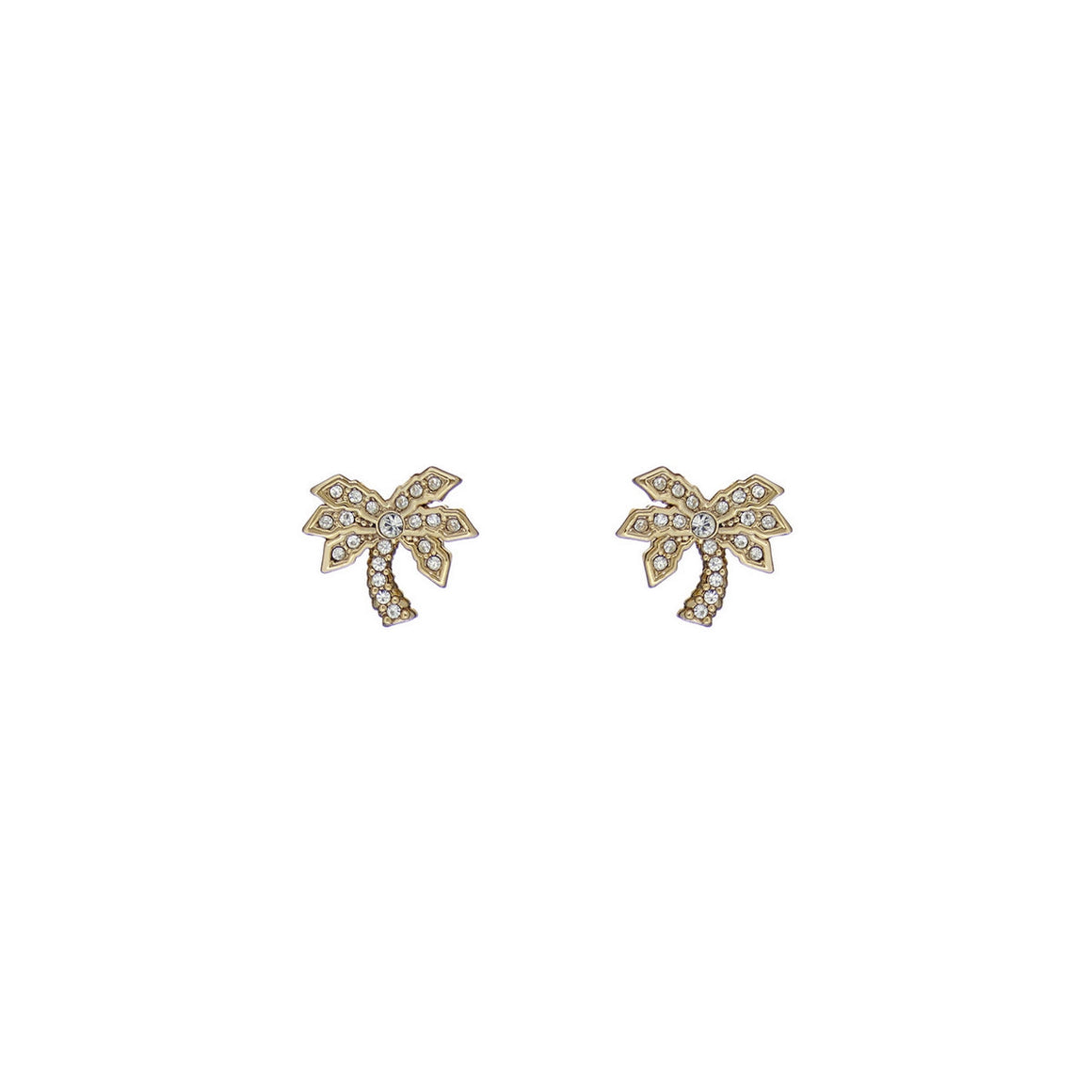 ted baker palmria: crystal palm tree stud earrings gold tone, clear crystal