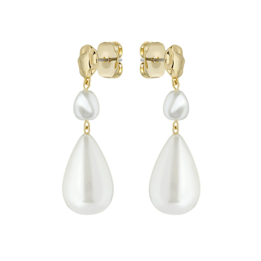 ted baker inelies: island pearl statement drop earrings gold tone, pearl