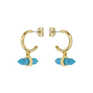 ted baker parin: paradise rock huggie earrings gold tone, turquoise