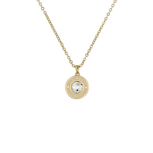 ted baker cherlie: crystal button pendant necklace gold tone, pink, clear crystal
