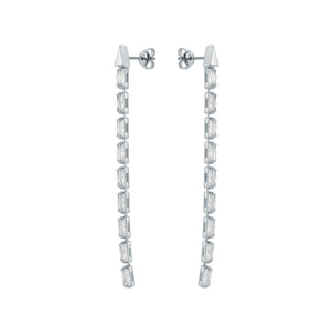 ted baker isalie: crystal baguette slinky drop earrings silver tone, clear crystal