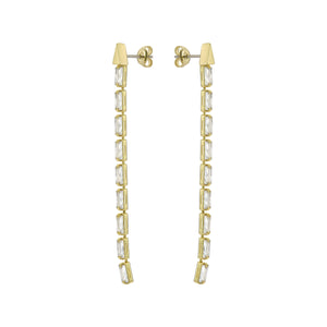 ted baker isalie: crystal baguette slinky drop earrings gold tone, clear crystal