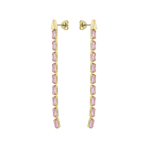 ted baker isalie: crystal baguette slinky drop earrings gold tone, pink crystal
