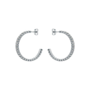 ted baker mellia: medium double crystal hoop earrings silver tone, clear crystal