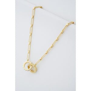ted baker lola: double logo link necklace gold tone white pearl