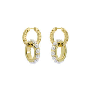 ted baker lorrie: double logo link drop earrings gold tone