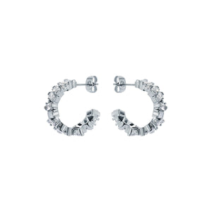 ted baker clarence: crystal cluster hoop earrings silver tone