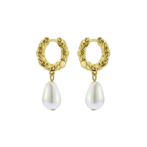 ted baker tilly: twisted pearl drop earrings gold tone