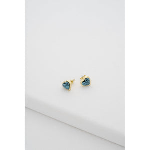ted baker faris: faceted stone heart stud earrings gold tone
