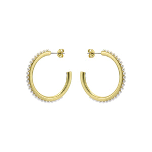 ted baker peraa: medium pearl hoop earrings gold tone