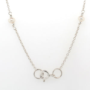 silver multi pearl�inlay drop necklace 44 cm�