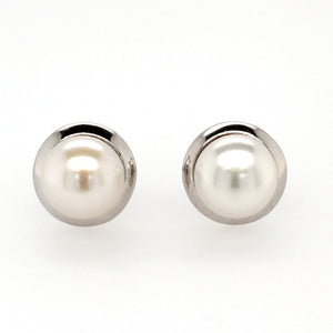 silver pearl and plain round� stud earring and pendant set 8.5mm �