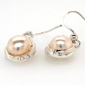 silver pearl mill grain swirl drop earring and pendant set 85mm