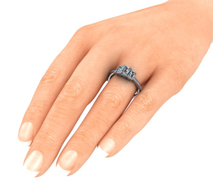 Emerald Cut Graduated Three Stone Ring by Moores