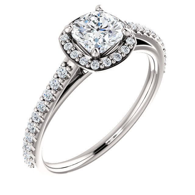 Moores Custom Made Halo Style Cushion Cut Engagement Ring