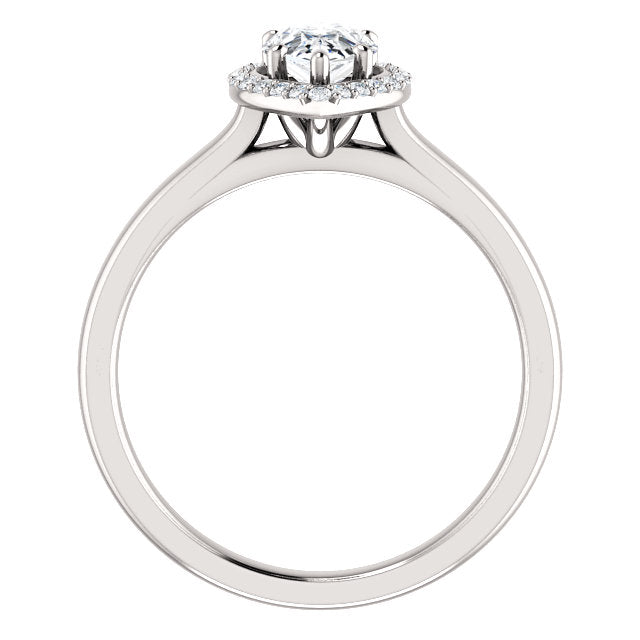 Moores Custom Made Halo Style Pear Shaped Diamond Engagement Ring